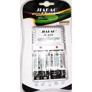 ﻿JIABAO เครื่องชารจ์ถ่าน NICD-NIMH 4 ก้อน Digital Charger + ถ่านชารจ์ NI-CD 2700  mHa รุ่น A-636
