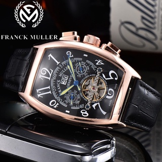 Franck-muller ใหม่ นาฬิกาข้อมืออัตโนมัติ สายหนัง ปฏิทิน สไตล์นักธุรกิจ หรูหรา สําหรับผู้ชาย