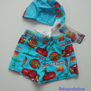 กางเกงว่ายน้ำ พร้อม หมวก ลาย McQueen สีฟ้า size 2-8y