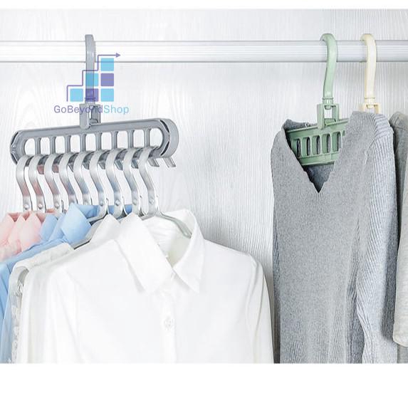ไม้แขวนเสื้อ 9 ช่อง 9in1 ​ตะขอหมุนได้ 360องศา ไม้เเขวนประหยัดพื้นที่ ไม่หักงอ gb99