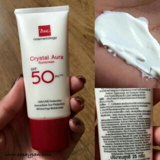 Bsc Crystal Aura Sunscreen SPF50/PA+++ 25g ปกป้องผิวจากแสงแดด