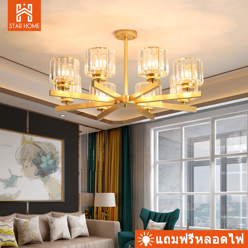 โคมไฟ  crystal Light โคมระย้าคริสตัล โคมไฟห้องนั่งเล่น ห้องนอนของโรงแรม โคมระย้าคริสตัลยุโรป โคมไฟขายร้อน Ceiling Lights