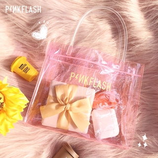 Pinkflash กระเป๋าใส่เครื่องสําอาง PVC กันน้ำ สีชมพู