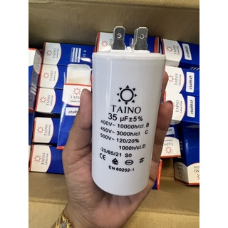 capacitor  cap taino 35 uf 450v แบบขั้ว เสียบหางปลา ของใหม่ ของแท้