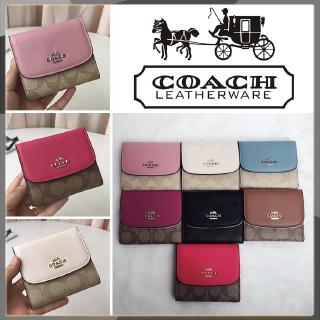 【HOT】Coach F87589 กระเป๋าสตางค์ผู้หญิง Card pocket Wallet กระเป๋าสตางค์ใบสั้นตลอดกาล