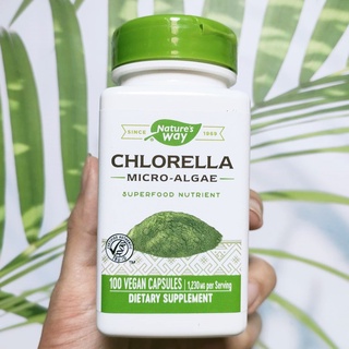 สาหร่ายคลอเรลล่า Chlorella Micro Algae 1,230 mg 100 Vegan Capsules (Natures Way®) Superfood Nutrient