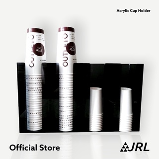 JRL ที่ใส่แก้วอคริลิก 4/5/6 ช่อง สูง 25.4 ซม (สีดำใส) กล่องใส่แก้ว ฝาแก้วอะคริลิค กล่องใส่แก้วกาแฟ