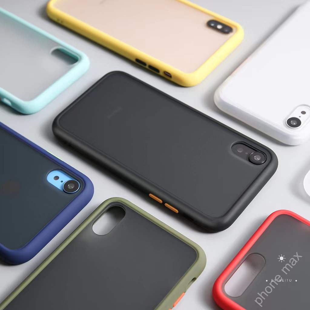 เคสหลังด้านดำกล้องขอบสี สำหลับรุ่น iPhone 11 pro max 6 6s 6plus 7plus 7 2 se2 se3 X XRเคสกันกระแทก ป้องกันเลนส์คุณภาพสูง
