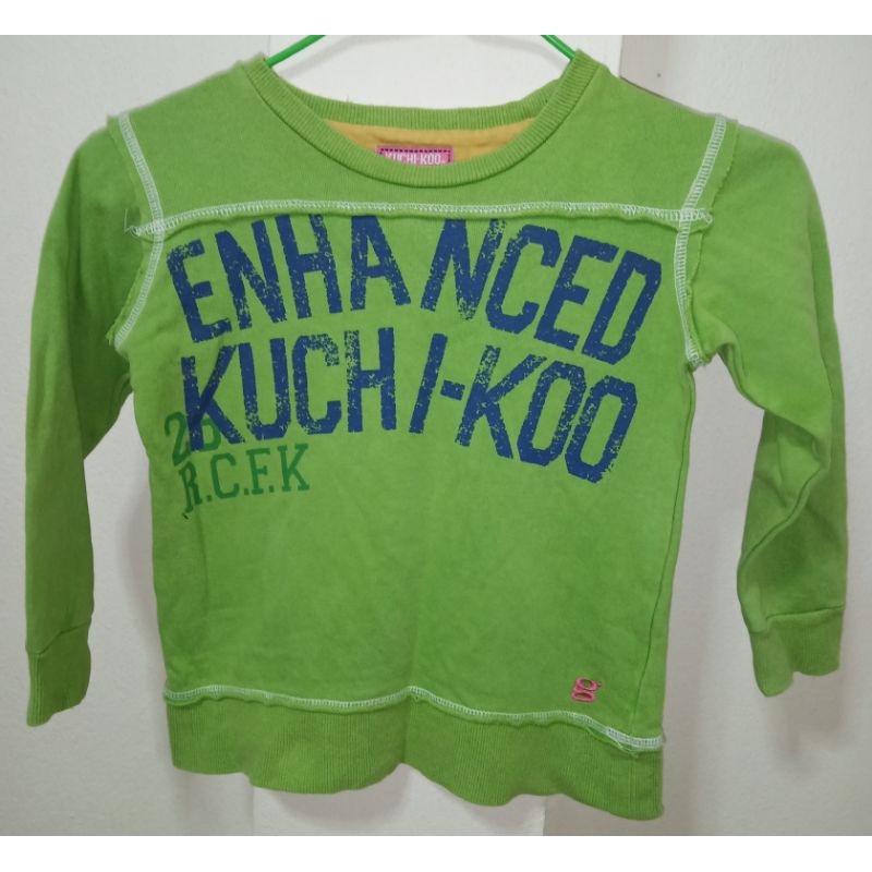 เสื้อกันหนาวไซส์เด็กมือสองญี่ปุ่นสีเขียว ผ้าหนาผ้าดี ไซส์ 100 แบรนด์kuchi-koo