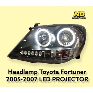 ไฟหน้า fortuner 2005 2006 2007 ไฟหน้าแต่ง โปรเจคเตอร์ led toyota fortuner โคมดำ led 2005-2007