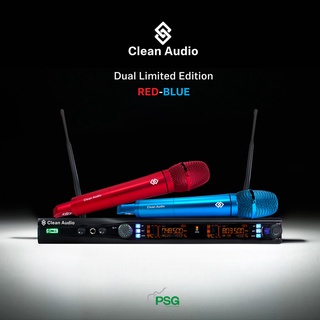 CLEAN AUDIO : DUAL LIMITED EDITION RED-BLUE WIRELESS MICROPHONE ( ไมค์คู่ )