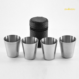 lemonshu 4Pcs/Set Wine Mug Glass Elegant Portable Durable Wine Cup for Bar