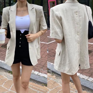 เสื้อสูทเกาหลีแขนสั้นหลังผ่าติดกระดุม