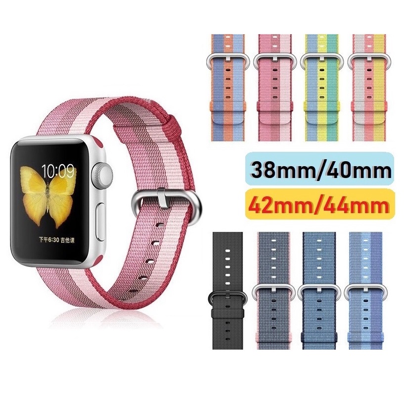 สาย applewatch Nylon Edition สาย applewatch สายรัดข้อมือไนล่อนสำหรับ Apple Watch รุ่น 7 / 6/ 5 / 4 / 3 / 2, Apple Watch SE ขนาด 41มม 45มม 44มม.40มม.42มม.38มม. สายนาฬิกา applewatch 7