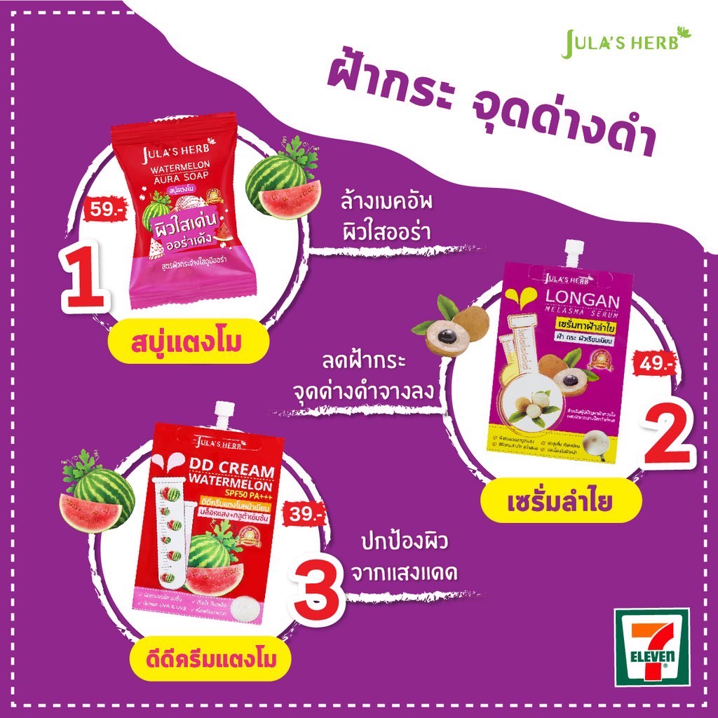 (กล่องX6ซอง) Jula's Herb จุฬาเฮิร์บ ดีดีครีมกันแดดแตงโม SPF50 PA+++ 8 ml. รูปที่ 4