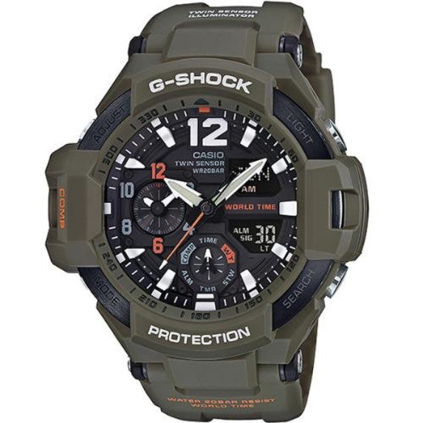 Casio G-Shock นาฬิกาข้อมือผู้ชาย สายเรซิ่น รุ่น GA-1100KH-3A - สีเขียว