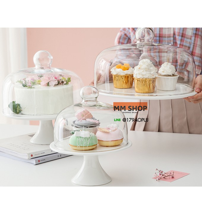 ที่วางเค้กเซรามิค พอร์ซเลน ฝาแก้ว ชั้นวางเค้กจัดงาน งานปาร์ตี้ ชั้นวางเค้กสไตส์หรู ที่วางเค้กสไตส์อั