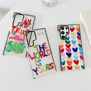 CASETIFY เคสโทรศัพท์มือถือแบบนิ่ม TPU กันกระแทก ลายภาพวาดสีน้ํามัน รูปหัวใจ สําหรับ Samsung Galaxy S23 Ultra Plus S22 Ultra Plus s21 s20 Ultra Plus【the world is yours】