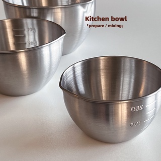 HERA ชามสแตนเลส ชามผสม ชามสลัด ชามผสมสแตนเลส กะละมังสแตนเลส Stainless Steel Bowl with Scale Egg Beater Mixing Bowl Salad Bowl