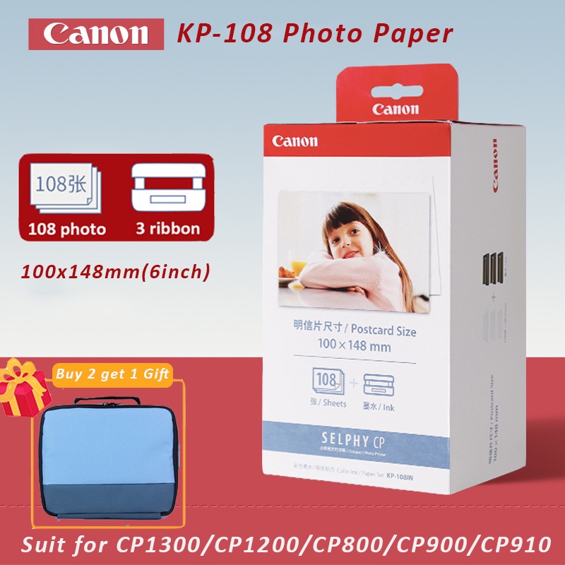 Kp-108in กระดาษโฟโต้ 6 นิ้ว เพิ่มตลับหมึก 3 ตลับ สําหรับเครื่องพิมพ์ Canon Selphy CP800 CP910 CP1200 CP1300
