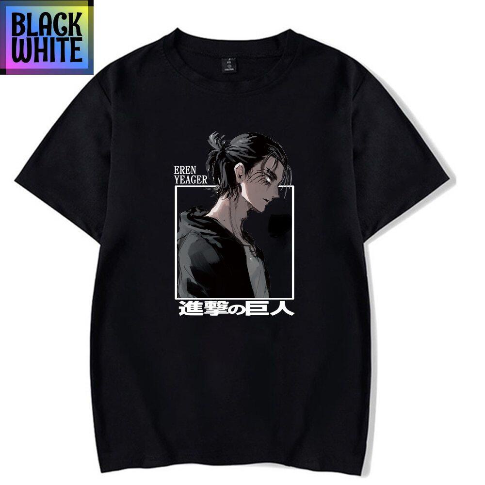 🔥พร้อมส่ง🔥BWCB-เสื้อยืดคอก ลมแขนสั้นพิมพ์ลาย Attack On Titan Eren Yeager เสื้อยืดเท่ห์ oversize T-SH