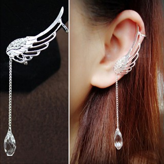 Womenrhinestone Angel Wings เครื่องประดับต่างหูโซ่คริสตัลพู่