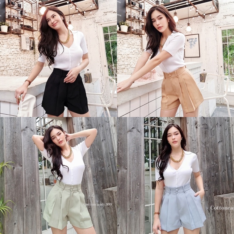 *Cottoncandy Motiva minipants กางเกงขาสั้น แต่งจีบ CARDIGAN_NISTA (CT5B)