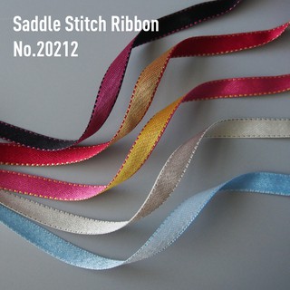 MOMOTARA No. 20212 ริบบิ้น ริบบิ้น Ribbon ลายไข่ปลา Saddle Stitch Ribbon ขนาด 1 CM ยาว 36 หลา