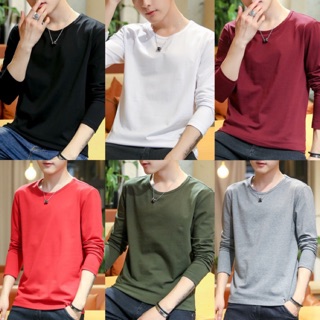 [ถูกสุดมีรีวิว]เสื้อยืดแขนยาวสีพื้น ผ้าเนื้อดีเทียบขายในห้าง