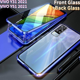 เคส VIVO Y31 2021 สองด้านด้านหน้าหลังกระจกแม่เหล็กดูดซับ เต็มร่างกายป้องกันแม่เหล็กฮาร์ดปกหลัง