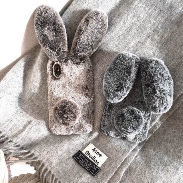 เคสมือถือขนกระต่าย J4Plus สีเทา 6P i6、F5、F9、V9นำตาล IX V11、V11i、F7、A37、V5、ครบสี