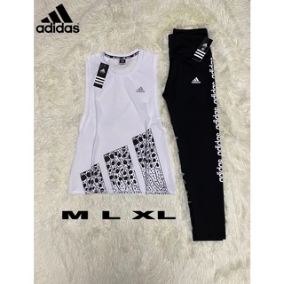 (สินค้าราคาพิเศษ)พร้อมส่ง กางเกงพร้อมเสื้อแขนกุด เสื้อออกกำลังกาย เสื้อผ้ากีฬา เสื้อแบรนด์แท้ #Adidasเนื้อผ้าระบายอากาศ