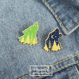 📬 พร้อมส่ง : 🦊 เข็มกลัดเซ็ทหมาป่าและดวงดาว | Wolf &amp; Star Enamel Brooch Pin Set.