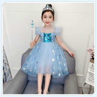 เดรสเด็กผู้หญิง ฤดูร้อนสไตล์ใหม่เจ้าหญิงไอชา  กระโปรงพองเด็ก   Aisha Frozen Western Style Summer Dress