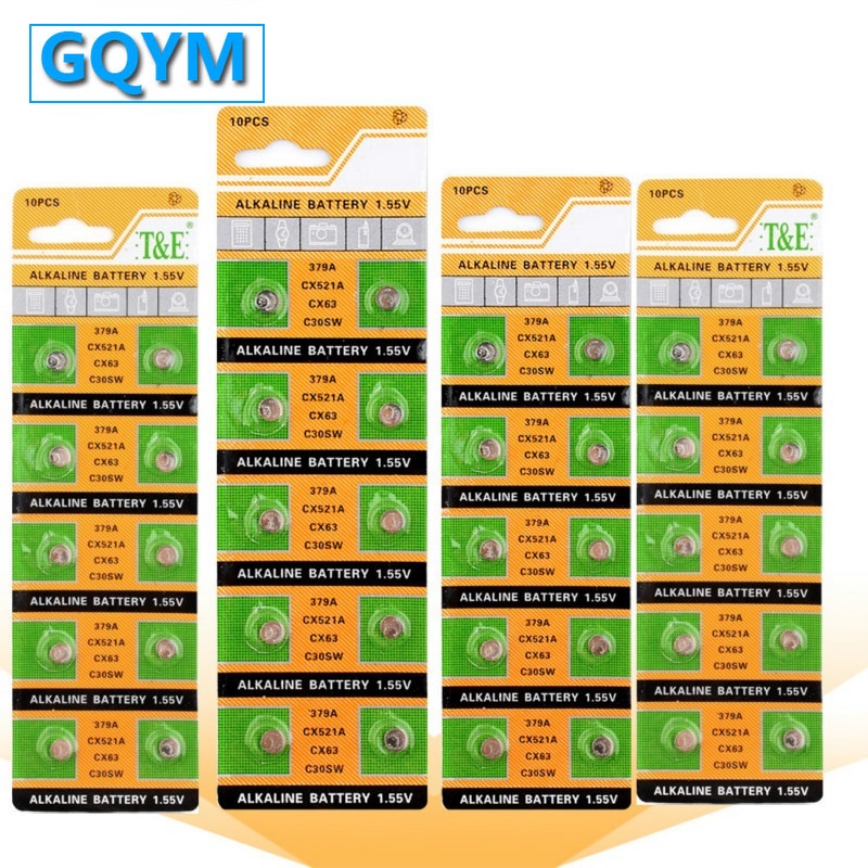 High Quality Original 300PCS SR521SW 379 D379 SR63 V379 AG0 Watch Battery Button Coin Battery