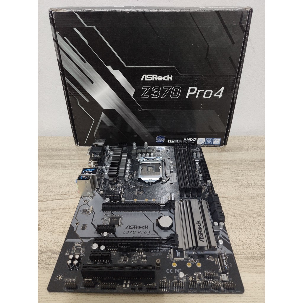 เมนบอร์ด [1151] AsRock Z370 PRO4 ใส่ Gen 8 - 9 มีฝาหลัง