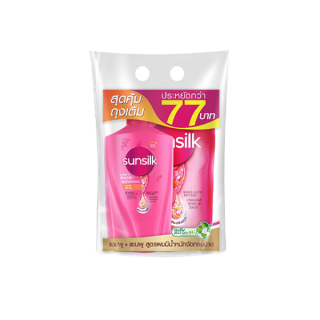 Sunsilk Shampoo Smooth and Manageable Pink 880 ml. + Refill 580 ml.ซันซิล แชมพู สมูท แอนด์ เมเนจเอเบิ้ล สีชมพู ผมมีน้ำหนัก จัดทรงง่าย แพ็คคู่ 880 มล. + ถุงเติม 580 มล