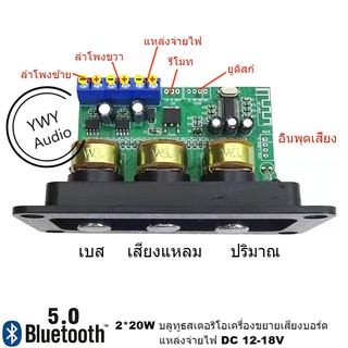 ★YWY Audio★Bluetooth5.0 สเตอริโอ 2*20W สูงและเบส U Disk AUX เครื่องขยายเสียง★B24