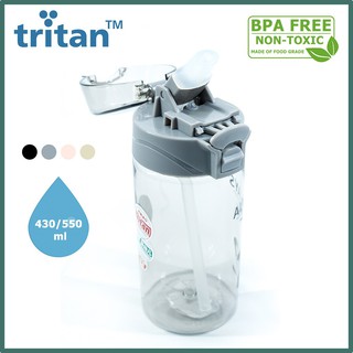 กระบอกน้ำ Tritan BPA Free สีเทา พร้อมฝาจุกซิลิโคน