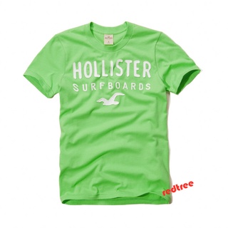 [S-5XL]Hollister เสื้อยืด คอกลม แขนสั้น ผ้าฝ้าย สีเขียว สําหรับผู้ชาย