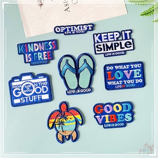 ♥ แผ่นแพทช์เหล็ก Life Is Good - Focus On The Good Stuff ♥ แผ่นแพทช์รีดติดเสื้อ 8 แบบ DIY 1 ชิ้น