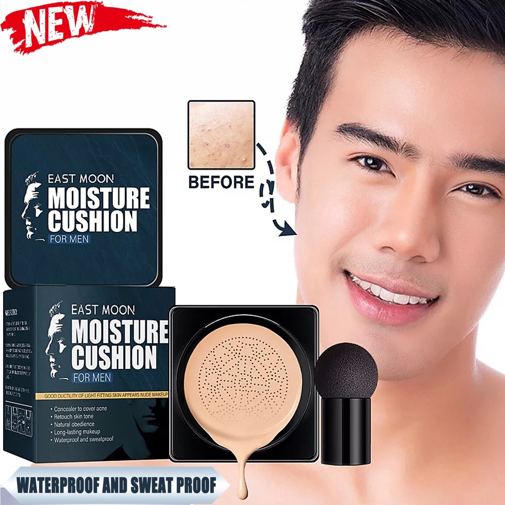 East Moon Men'S Moisture Air Cushion Cream Makeup Bright White Natural Color คุชชั่นรองพื้นปกปิดเนื้อบางเบาสำหรับผู้ชาย