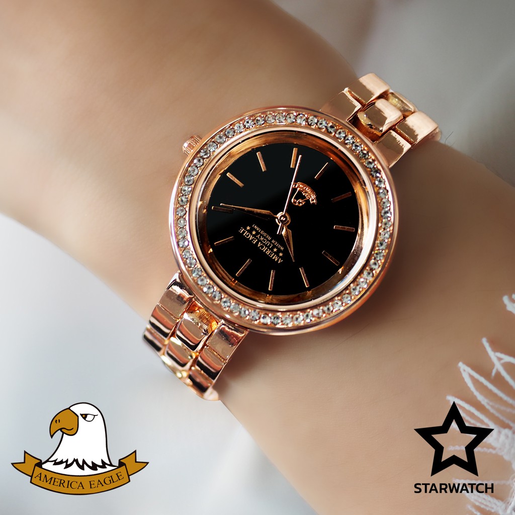 GRAND EAGLE นาฬิกาข้อมือผู้หญิง สายสแตนเลส รุ่น AE105L – PINKGOLD/BLACK