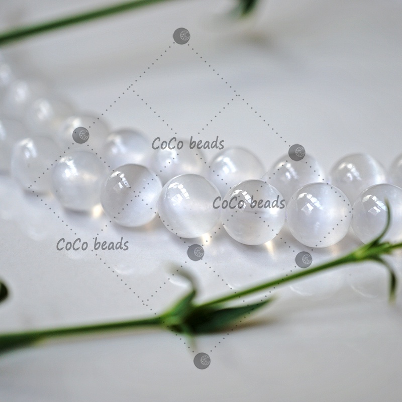 [White Selens] อัญมณีคริสตัลธรรมชาติลูกปัดหลวม DIY อุปกรณ์เสริมสร้อยข้อมือสร้อยคอ