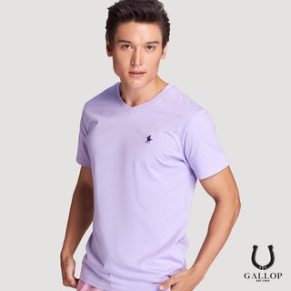 GALLOP : เสื้อยืดคอวีแขนสั้น  BASIC -T-SHIRT (V-necked) GNP9001 สีม่วง