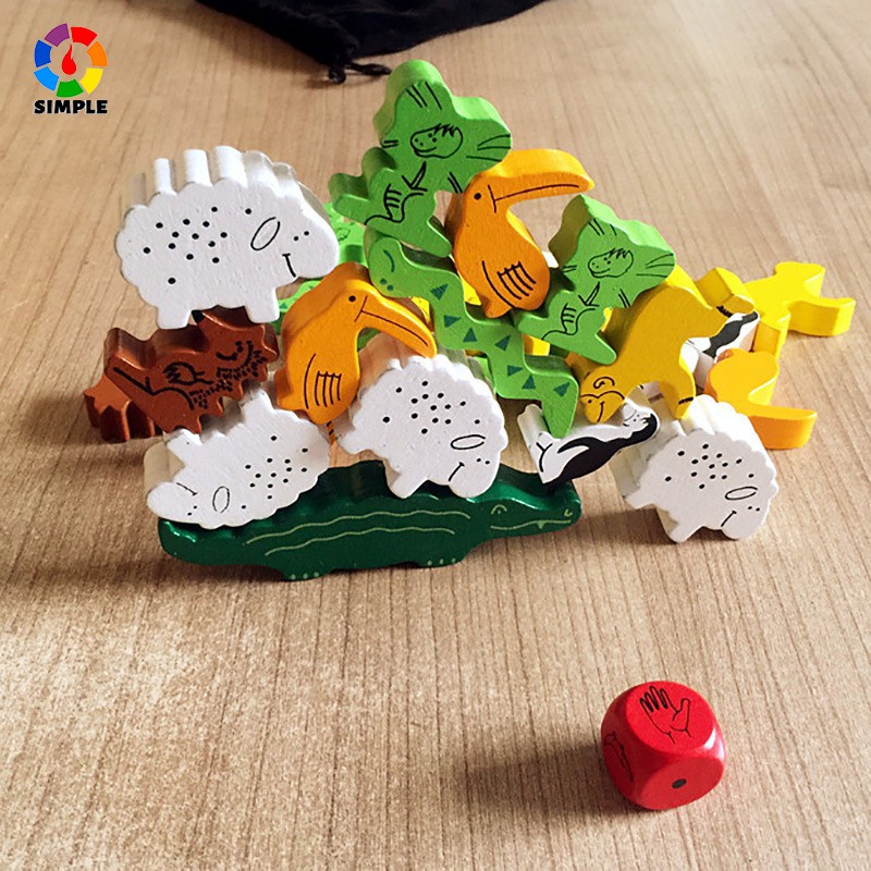 Animal Upon Animal Board Game, เกมไม้สําหรับครอบครัว/เพื่อน Kids Early education ปริศนาของเล่น