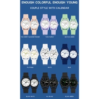 Sanda นาฬิกาข้อมือควอตซ์ดิจิทัล หน้าจอ LED สีพื้น สไตล์โรแมนติก สําหรับคู่รัก 6088-89/14