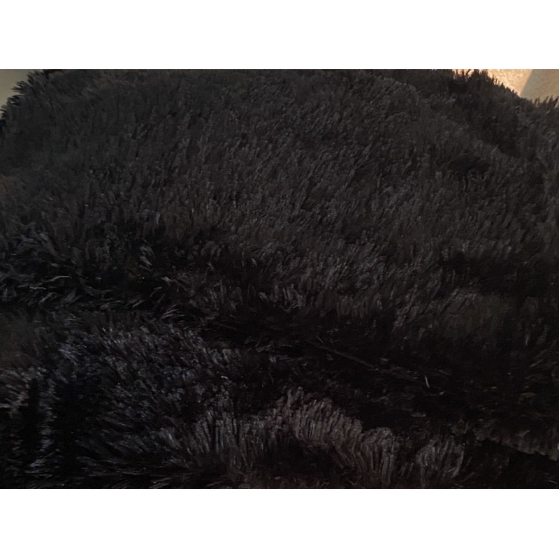 ผ้าขนมิ้งสีดำ ผ้าขนสัตว์เทียม ยาว 20 มิล ฟรุ้งฟริ้ง สีมันวาว เล่นไฟ สำหรับปูโต๊ะ เอนกประสงค์