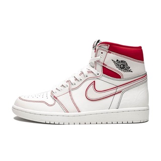 ✳◑Nike Air Jordan 1 Retro High OG Phantom University สีแดงผู้ชายและผู้หญิงกีฬารองเท้าแฟชั่น All-Match Casual