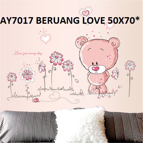 สติ๊กเกอร์ติดผนัง ตุ๊กตาหมี Alone Size L สติกเกอร์ติดผนังวอลเปเปอร์ตกแต่งผนัง ay7017 jm8229